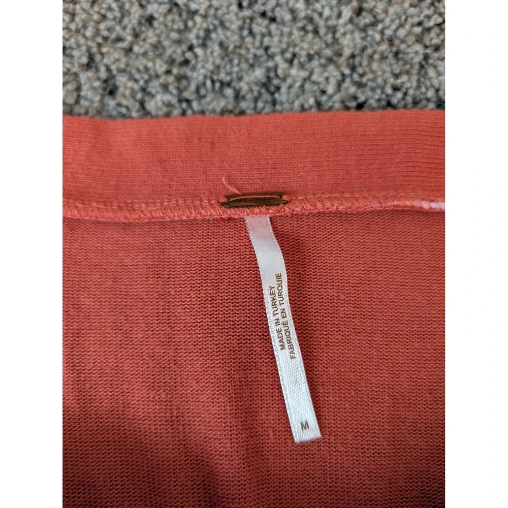 Free People Terracotta Orange‎ Smocked Hem Square Neck Cropped Knit Top Medium